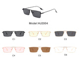 HJ2004 - Retro Metal Rectangle Slim Flat Lens Fashion Sunglasses