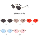 HJ2021 - Oval Retro Geometric Round Metal Glitter Fashion Sunglasses