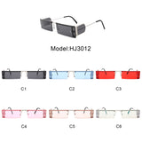 HJ3012 - Rectangle Retro Narrow Slim Flat Top Tinted Fashion Vintage Sunglasses