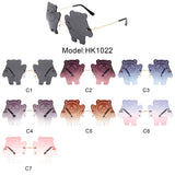 HK1022 - Kids Rimless Panda Shape Tinted Colored Children Sunglasses