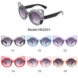 HK2031 - Girls Round Shaped Devil-Cat Ear Toddler Kids Wholesale Sunglasses