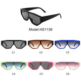 HS1136 - Geometric Square Oversize Futuristic Fashion Sunglasses