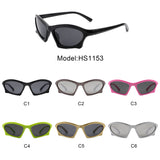 HS1153 - Rectangle Sport Shades Geometric Wrap Around Sunglasses