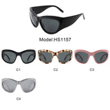 HS1157 - Women Oversize Wrap Around Curved Fashion Sunglasses