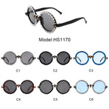 HS1170 - Round Retro Gothic Rhinestone Skull Punk Party Wholesale Sunglasses