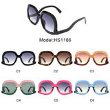 HS1186 - Women Round Oversize Geometric Irregular Fashion Wholesale Sunglasses