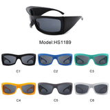 HS1189 - Square Retro Chunky Wrap Around Wholesale Sunglasses