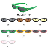 HS1208 - Rectangle Retro Slim Tinted Narrow Wholesale Sunglasses