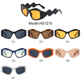 HS1210 - Square Oversize Irregular Wavy Temple Design Fashion Wholesale Sunglasses
