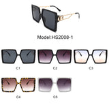 HS2008-1 - Square Oversize Flat Top Women Fashion Sunglasses