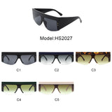 HS2027 - Square Half Frame Retro Flat Lens Vintage Fashion Sunglasses