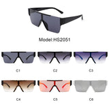 HS2051 - Square Retro Flat Top Rimless Oversize Sunglasses