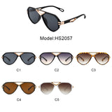 HS2057 - Geometric Retro Round Vintage Fashion Aviator Sunglasses