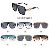 HS2058 - Retro Square Aviator Style Vintage Flat Top Sunglasses