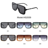 HS2059 - Square Fashion Flat Top Oversize Retro Sunglasses