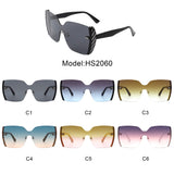 HS2060 - Square Oversize Half Frame Tinted Retro Fashion Women Sunglasses