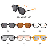 HS2065 - Retro Square Flat Top Brow-Bar Fashion Sunglasses