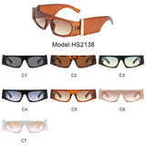 HS2138 - Rectangle Chic Oval Lens Chunky Fashion Wholesale Sunglasses