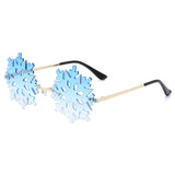 HW2002 - Rimless Snowflake Shape Christmas Novelty Party Sunglasses