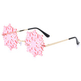 HW2002 - Rimless Snowflake Shape Christmas Novelty Party Sunglasses