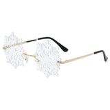HW2002 - Rimless Snowflake Shape Christmas Novelty Party Sunglasses