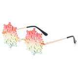 HW2002 - Rimless Snowflake Shape Christmas Novelty Party Sunglasses