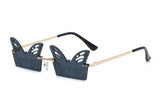 HW2003 - Metal Rimless Butterfly Shape Fashion Sunglasses