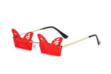HW2003 - Metal Rimless Butterfly Shape Fashion Sunglasses