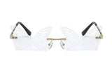 HW2003 - Metal Rimless Butterfly Shape Fashion Sunglasses