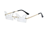 HW2003 - Metal Rimless Butterfly Shape Fashion Sunglasses