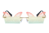 HW2003 - Metal Rimless Butterfly Shape Fashion Sunglasses