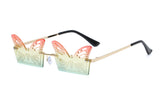 HW2003 - Metal Rimless Butterfly Shape Fashion Sunglasses