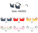 HW2003 - Metal Rimless Butterfly Shape Fashion Sunglasses
