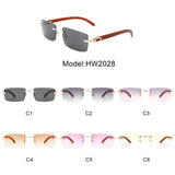 HW2028 - Rectangle Rimless Retro Frameless Fashion Tinted Sunglasses