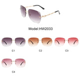 HW2033 - Classic Rimless Chic Square Tinted Fashion Women Sunglasses