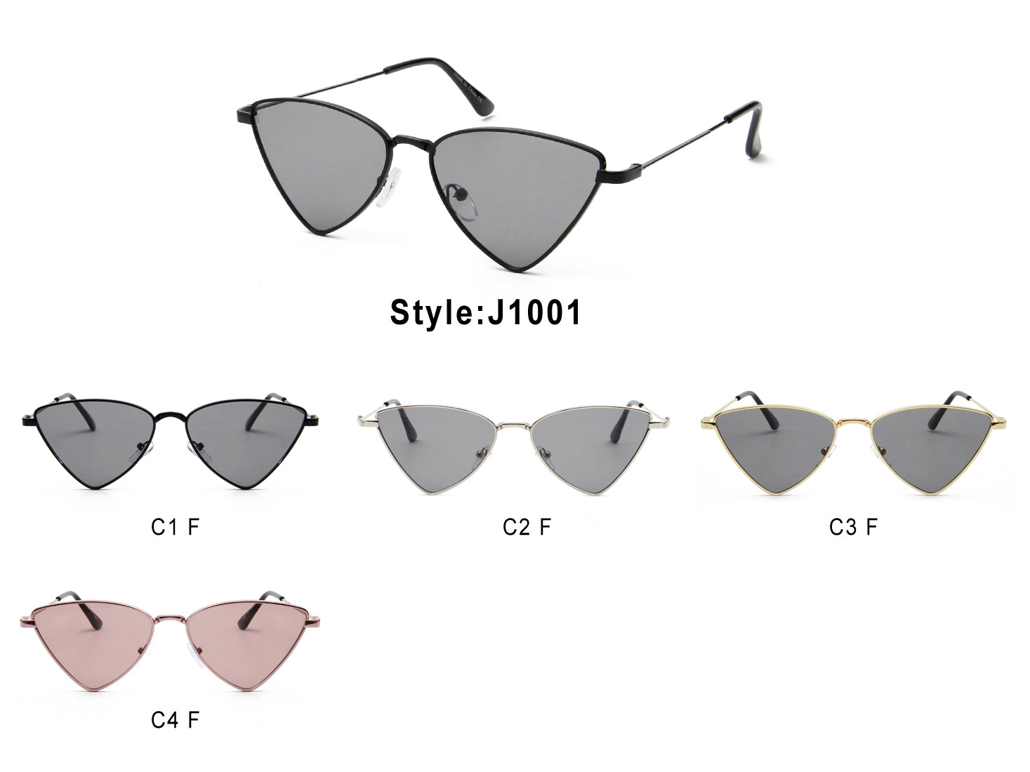 J1001 - Women Triangle Metal Cat Eye Fashion Sunglasses - Iris Fashion Inc. | Wholesale Sunglasses and Glasses