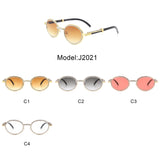 J2021 - Round Circle Retro Glitter Tinted Vintage Fashion Sunglasses