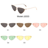 J2033 - Retro Tinted Flat Lens Fashion Cat Eye Sunglasses