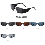 J2035 - Square Geometric Rimless Irregular Frameless Fashion Sunglasses