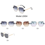 J3004 - Geometric Square Retro Metal Fashion Designer Sunglasses