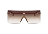 6932 - Rimless Retro Square Oversize Fashion Sunglasses