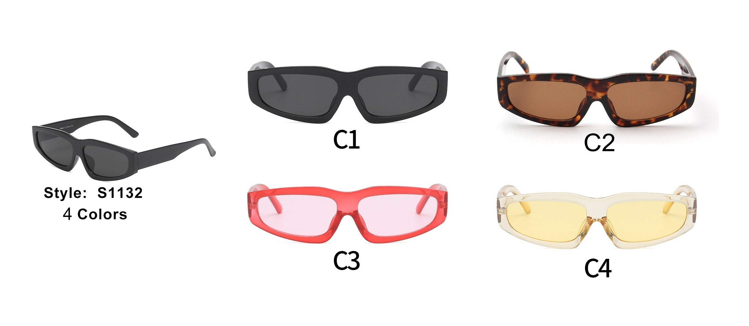 S1132 - Retro Thick Rectangle Unisex Fashion Sunglasses - Iris Fashion Inc. | Wholesale Sunglasses and Glasses