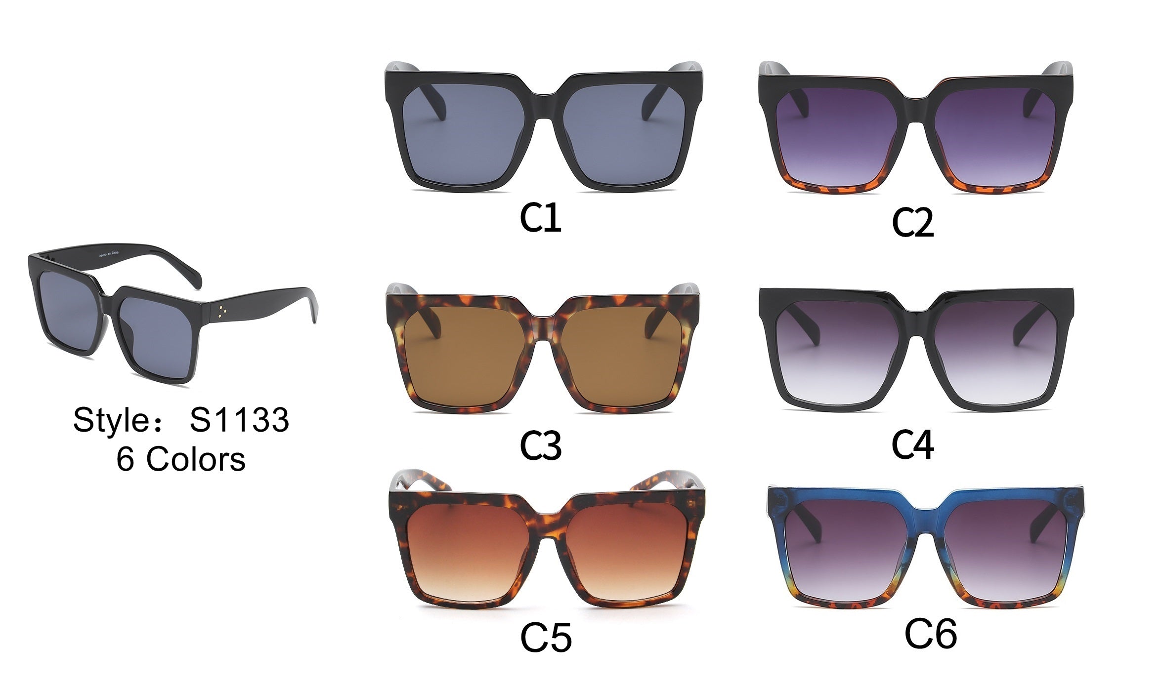 S1133 - Flat Top Square Unisex Fashion Sunglasses - Iris Fashion Inc. | Wholesale Sunglasses and Glasses