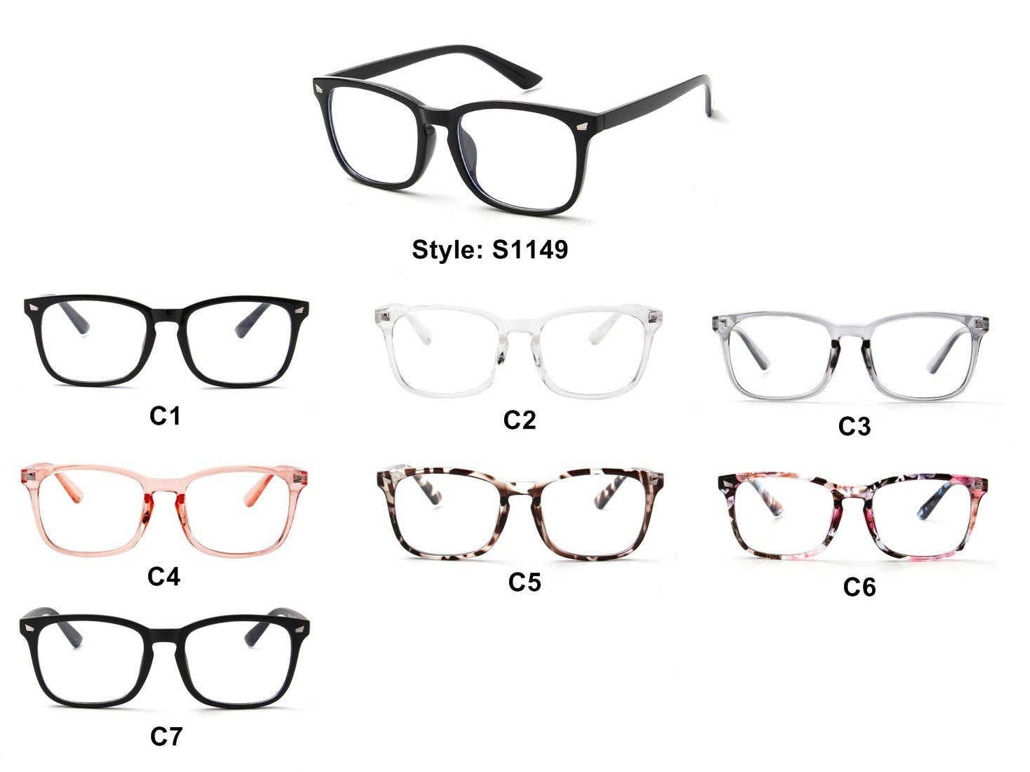 S1149 - Classic Rectangle Horn Rimmed Blue Light Blocker Glasses - Iris Fashion Inc. | Wholesale Sunglasses and Glasses