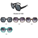 S1168 - Women Square Oversize Geometric Hexagonal Fashion Sunglasses