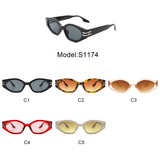 S1174 - Oval Slim Retro Narrow Vintage Cat Eye Fashion Sunglasses