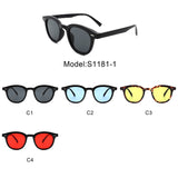 S1181-1 - Circle Retro Horn Rimmed Tinted Round Fashion Sunglasses