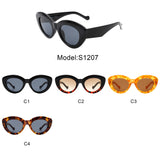 S1207 - Women Oval Fashion Round Cat Eye Sunglasses