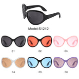 S1212 - Women Oversize Round Wraparound Fashion Wholesale Sunglasses