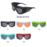 S1215 - Square Chunky Wrap Around Tinted Oversize Fashion Sunglasses